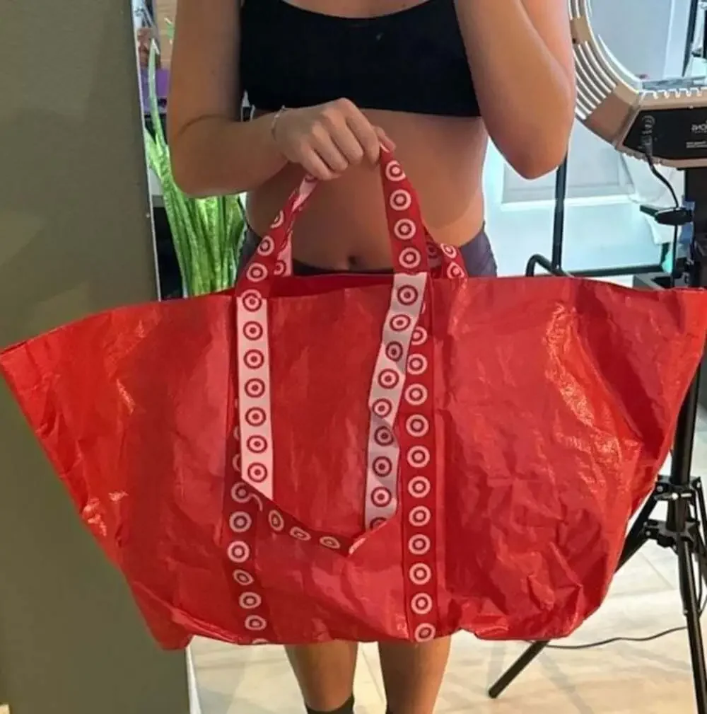 Target Extra Large Recycled Reusable Red Grocery Shopping Tote Bag